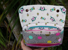 Here's a sewing pattern for this very stylish modern bag The Zelie Clutch. It has masses of room for all of your essentials and is wonderfully comfortable to carry with or without the optional strap. The pattern allows you to include both a detachable shoulder strap and a wristlet strap option to allow for hands-free carrying. With two magnetic snaps holding down the flap closure all your valuables are kept securely inside.