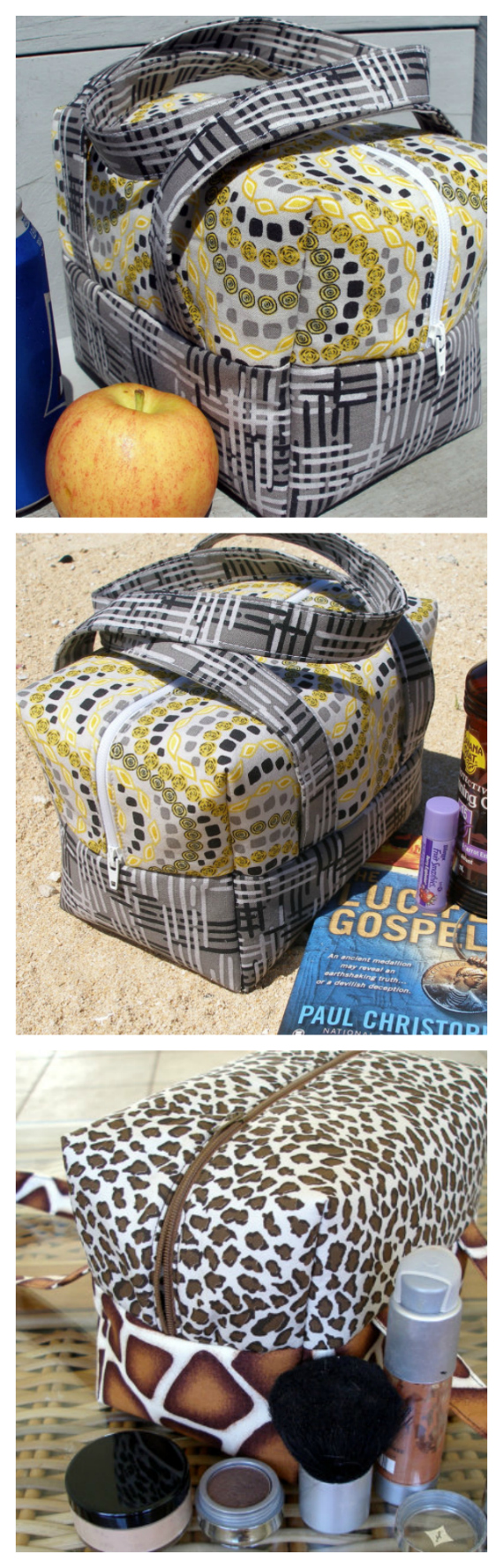 If you want to make a Boxy Bag that has dozens of uses then here is a PDF downloadable bag pattern and instructions. The bag which measures 7.5" long by 4.5" wide by 5.0" (plus straps) high, is perfect to use as a bag to carry your lunch, cosmetics, toiletries, camera or to travel with or take to the beach.