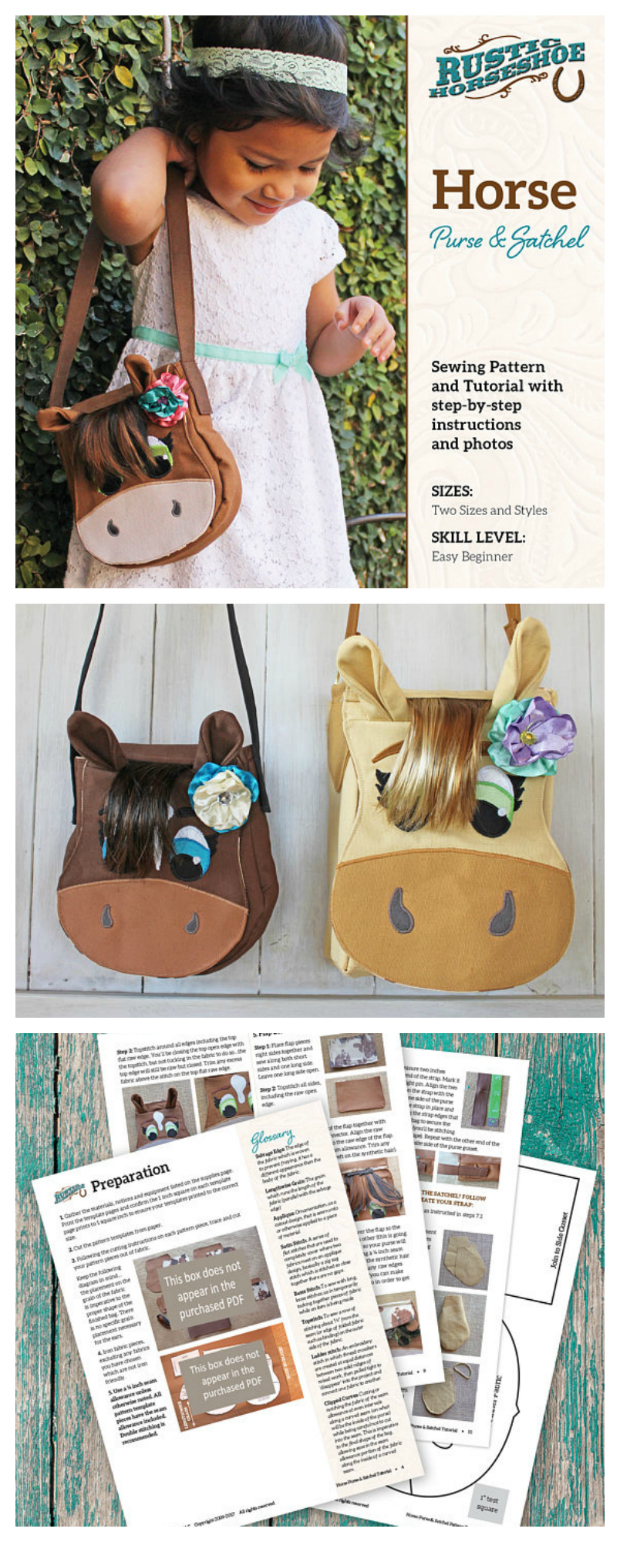 If you are looking to make the cutest of bags then look no further than this amazing Horse Purse and Satchel Bag pdf sewing pattern that has been designed as a beginner sewer project. The pattern includes instructions on how to make both the purse and the satchel. If you decide to make the satchel then it is large enough to hold small books.