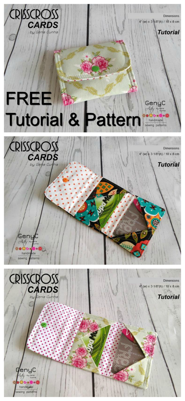 Crisscross Cards Mini Wallet FREE sewing pattern