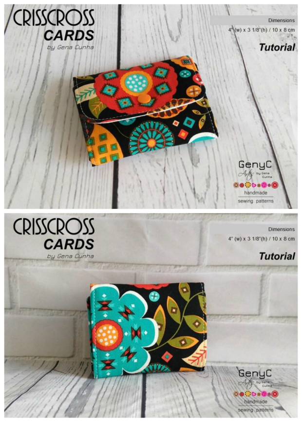 If you have only got time for a quick sew then this project will be ideal for you. The Crisscross Cards Pouch is a very simple small pouch with 2 card slots. If you click below you will be able to download the FREE tutorial and basic pattern. 