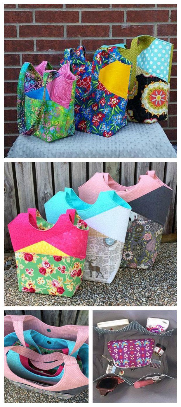 Here's the Stand Up & Tote Notice tote bag. This awesome pattern gives you the flexibility to make your tote bag in three sizes, large, medium or small, each of which is a nice and quick sew.