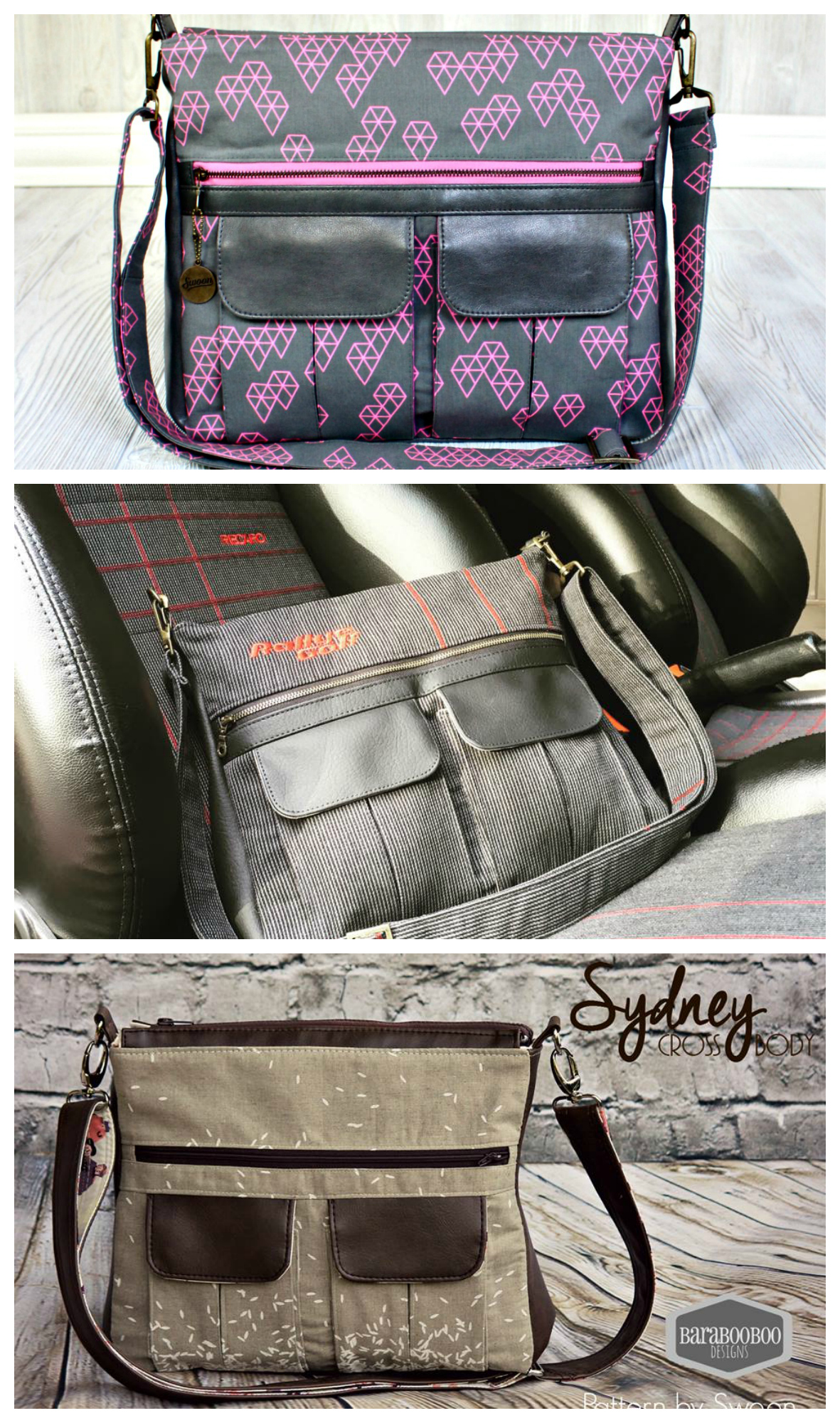 Swoon Patterns: Sydney Crossbody Bag PDF Vintage Large 