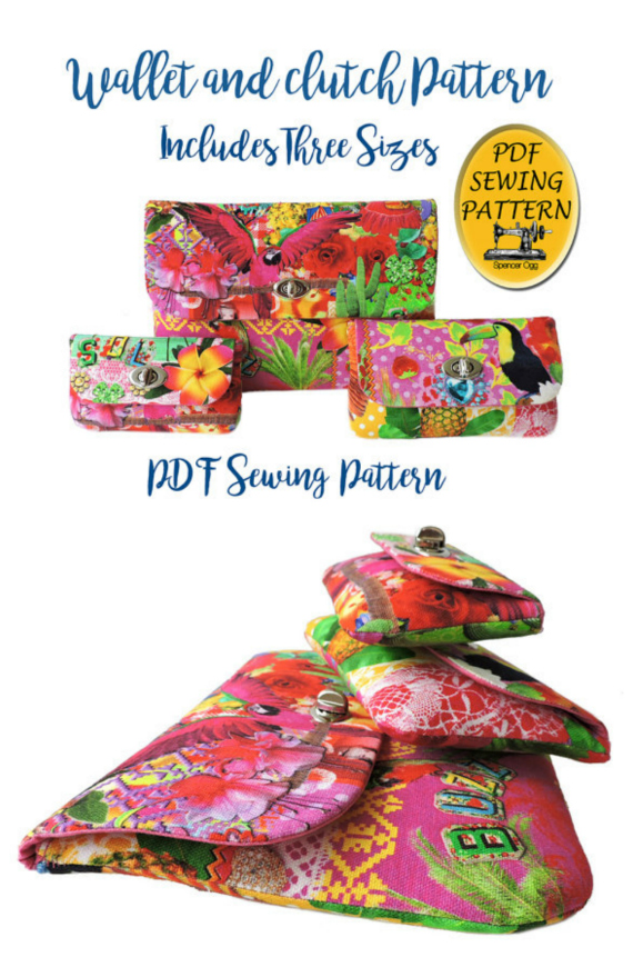 Twist lock wallet PDF sewing pattern in 3 sizes. Purse Pattern