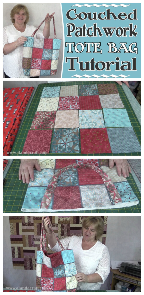 Patchwork Tote Bag with couching - FREE sewing video & tutorial - Sew ...