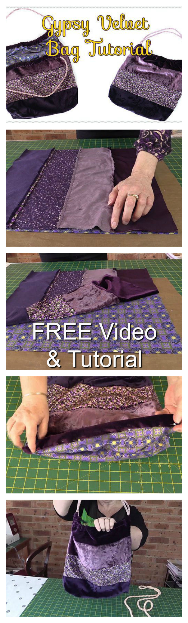 Velvet Gypsy Tote Bag FREE sewing video and tutorial