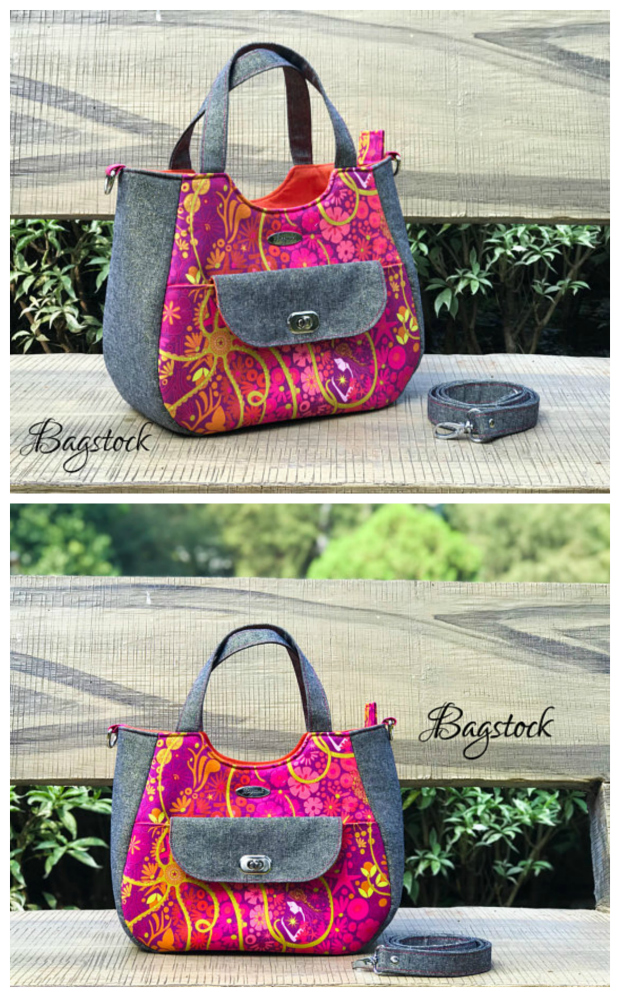 The Ruby Handbag pdf sewing pattern will make you an awesome all-purpose handbag. The Ruby has a total of 4 pockets, an exterior slip pocket on the bag flap, two slip pockets in the lining and a zippered pocket also in the lining. To keep the bag's contents secure the Ruby has a zip top closure. The Ruby can be completed by an advanced beginner sewer and the final measurements are 12" wide by 10" high by 5.5" deep.