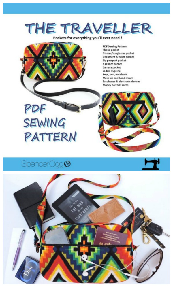 The Traveller Crossbody multi-pocket purse pattern