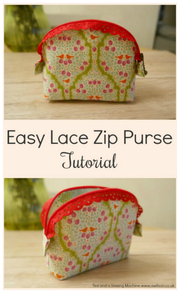 Easy Lace Zipper Purse FREE sewing pattern &amp; tutorial - Sew Modern Bags