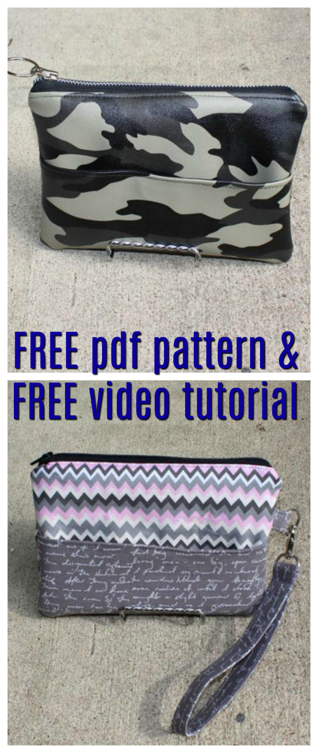 Here is another FREE pdf pattern for a great little Zipper Pouch named the Erin Pouch, however, with this one you also get a FREE step by step video tutorial. This pattern features a front pocket with a magnetic snap closure and a top zipper. And the design of this pattern allows the beginner sewer to make the Erin Pouch out of a number of different fabrics such as cotton cloth, leather, vinyl, cork or denim.