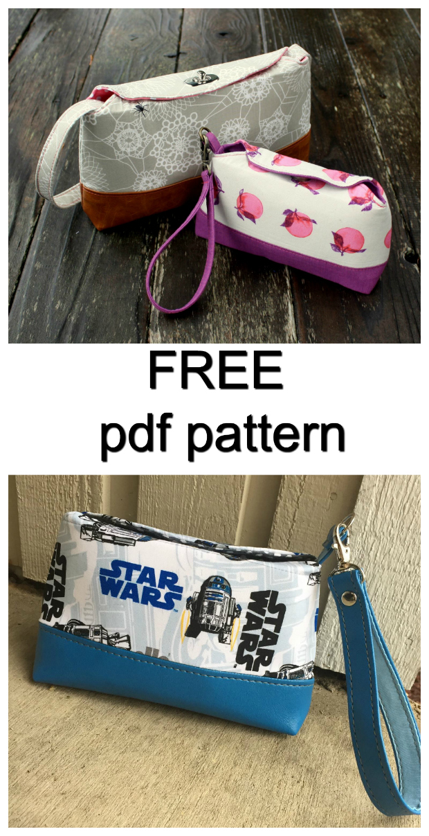 One of the best and most popular bag designers brings you a FREE pdf pattern for a Clutch AND Wristlet bag called Marianne. Marianne is an essential bag for a night out on the town - dress it up or go casual. The Large Clutch option features a turn lock closure and removable hidden strap. The Mini Wristlet includes a wristlet strap and magnetic snap closure. A zippered pocket inside keeps the small things secure.