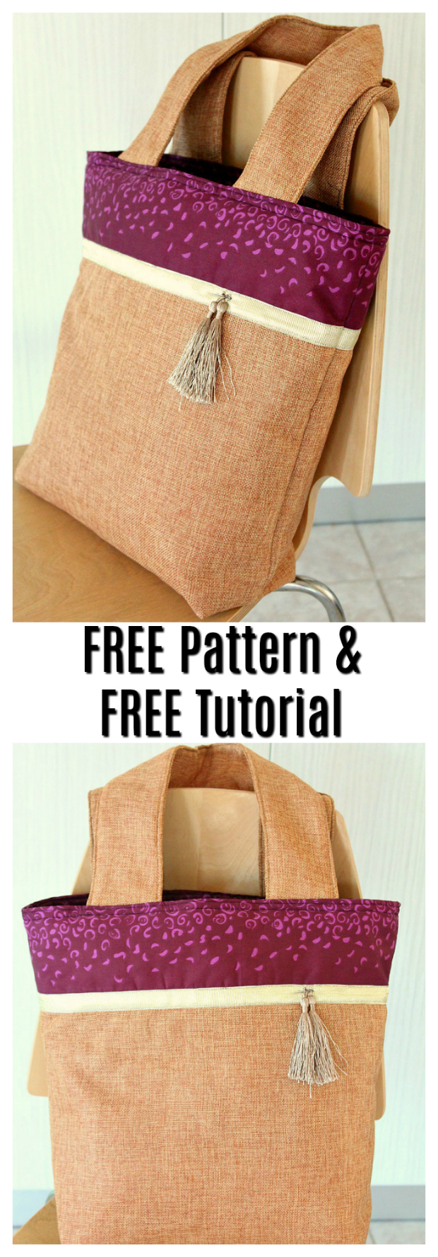 Here's a really great looking two-tone tote bag that is perfect for the beginner sewist. And what's even better is you get the pattern and a tutorial for this medium-large bag completely FREE.