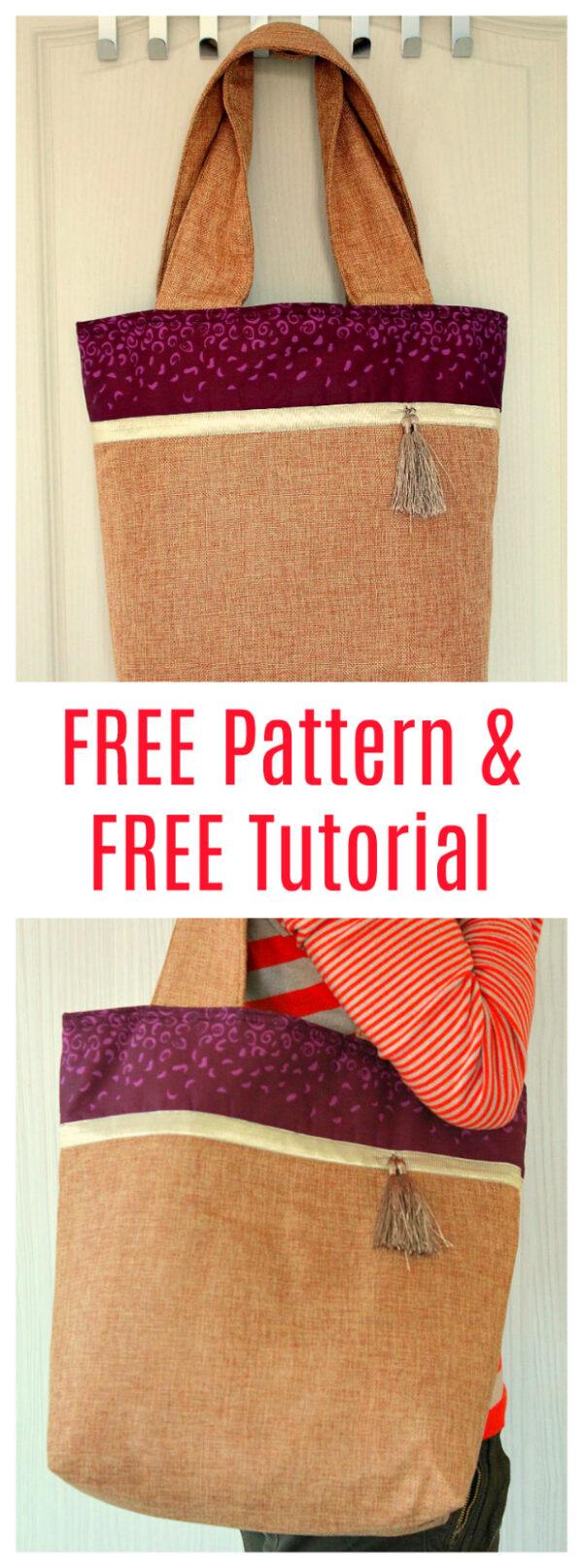 Easy Burlap Tote Bag FREE sewing pattern & tutorial Sew Modern Bags