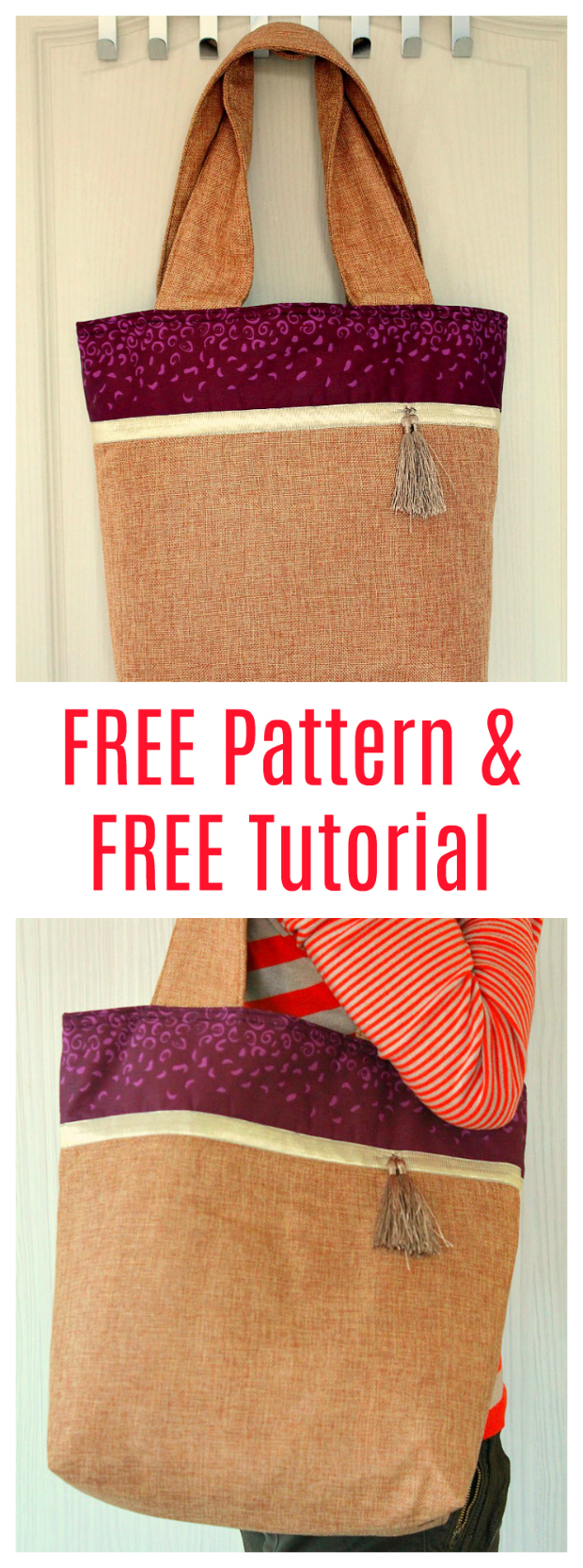 Here's a really great looking two-tone tote bag that is perfect for the beginner sewist. And what's even better is you get the pattern and a tutorial for this medium-large bag completely FREE.