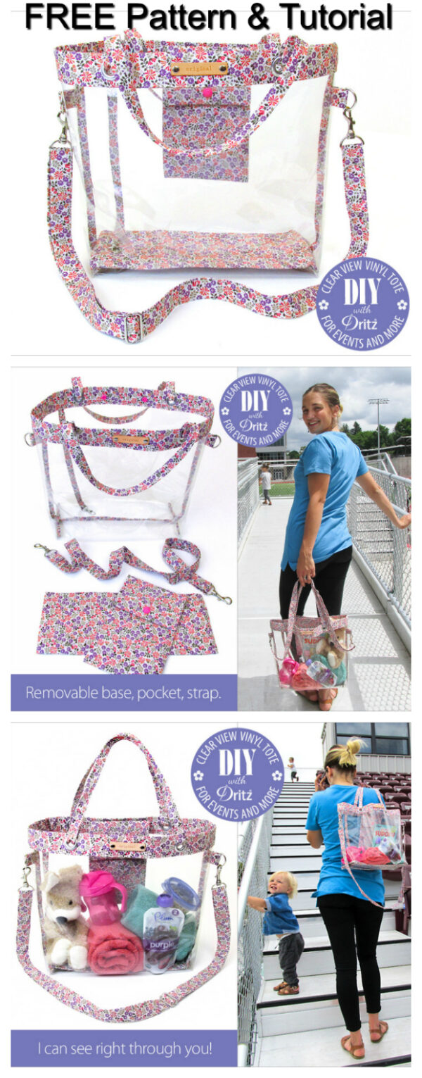 Clear vinyl tote bag for events FREE pattern & tutorial Sew Modern Bags