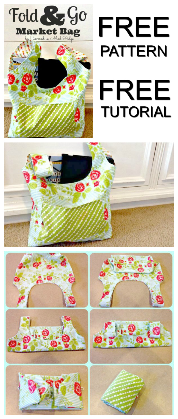 Fold and go market bag - FREE pattern & tutorial - Sew Modern Bags