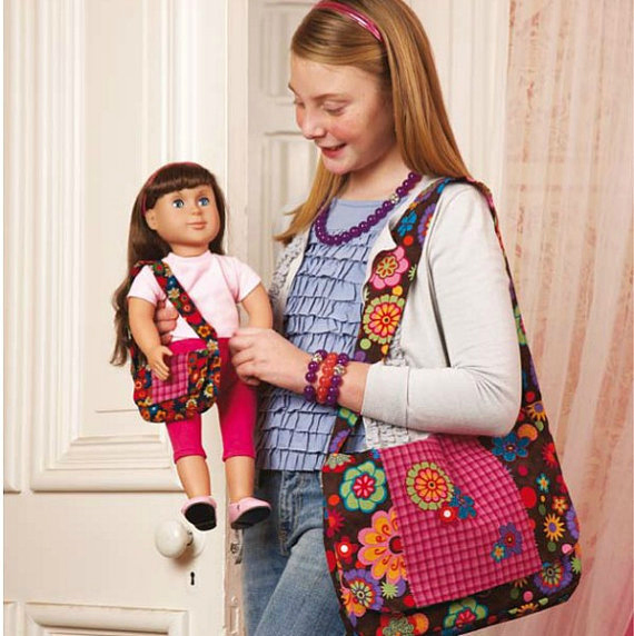 It's always great to give a gift to your daughter or granddaughter but here we have a project where you can work with her to make a wonderful bag for her and a matching bag for her doll. So why not download this pattern and make matching girl and doll messenger bags. We know you'll love making these sweet messenger bags with your own choice of fabrics! 