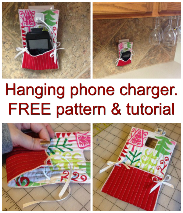 Hanging Phone Charger FREE sewing pattern and tutorial