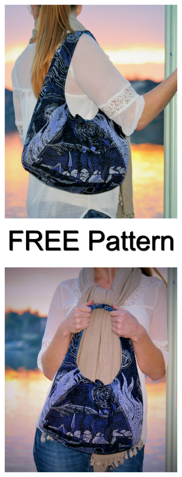 If you are new to sewing then this is a great place to start. The Laney Reversible Hobo Bag is easy to sew and the pattern is FREE. The finished size of the bag is 15" wide by 10" tall by 6" deep.