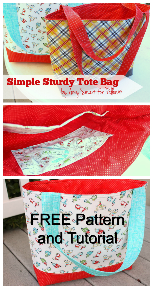 Simple Sturdy Tote Bag FREE sewing pattern & tutorial Sew Modern Bags