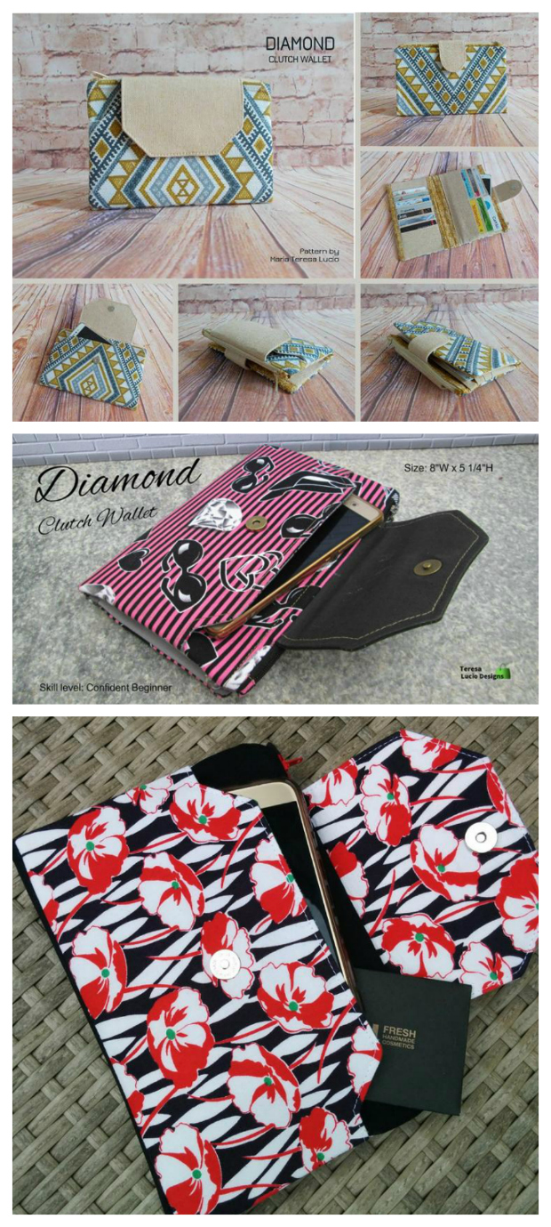 Diamond Clutch Wallet pattern Sew Modern Bags