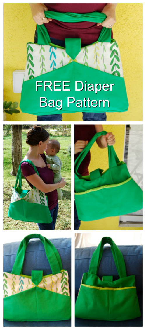 Here's a great sized diaper bag where the pattern is FREE. The Detour Diaper Bag is an easy project to make and you end up with a really stylish bag. This cute bag is not too big but it does hold all those essential baby gear items a mum needs. 