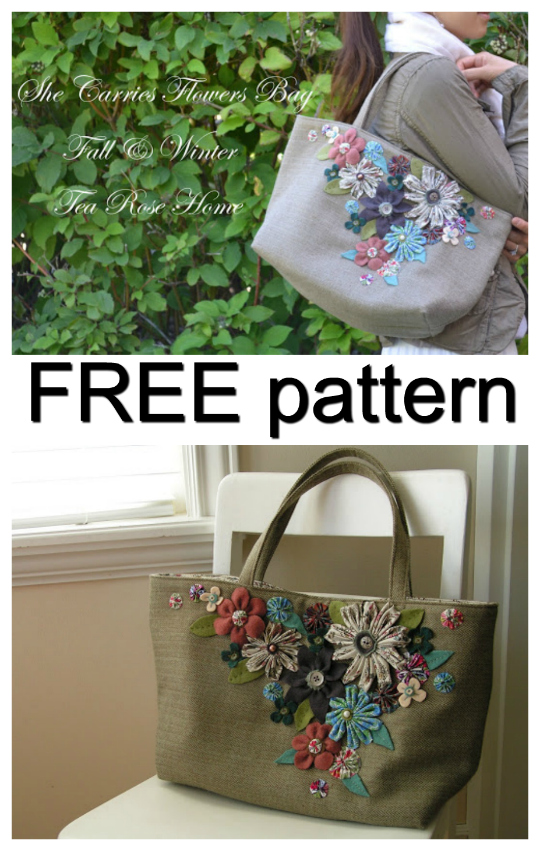 She Carries Flowers Purse FREE sewing pattern