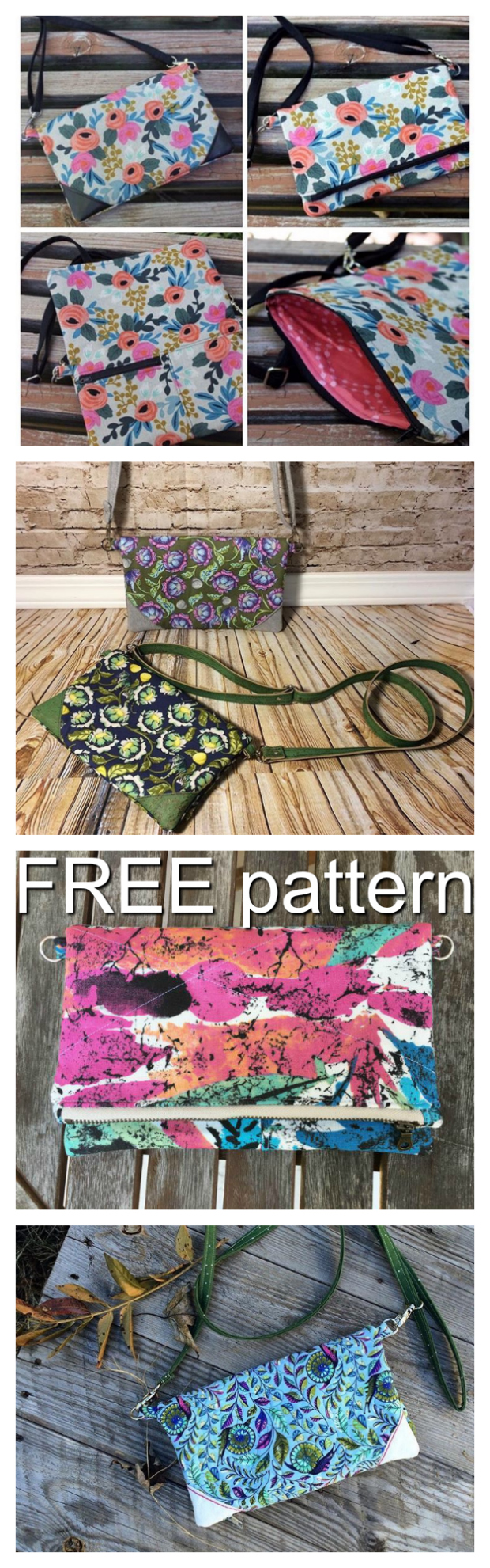 This is a great FREE pattern for a beginner sewer to make. The Gatsby Cross Body Clutch bag has a large top zipper, a smaller exterior zipper and a corner accent to add some flair. 