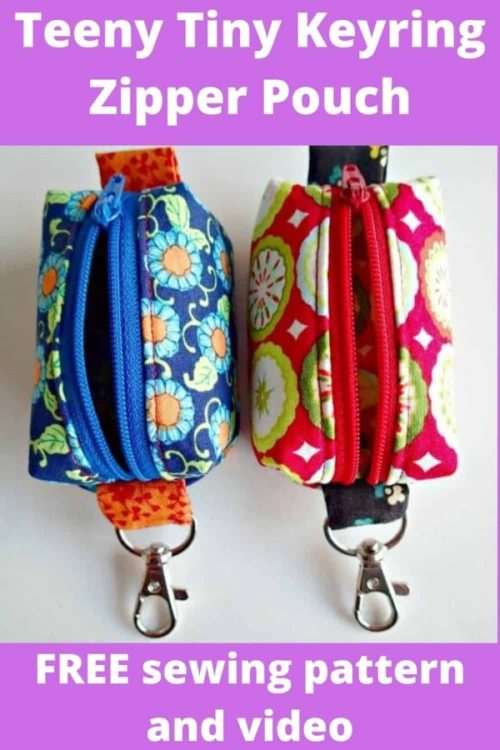 Teeny Tiny Keyring Zipper Pouch FREE sewing pattern and video