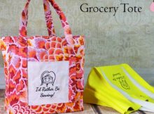 Strong grocery tote bag sewing pattern for free, with free video tutorial.