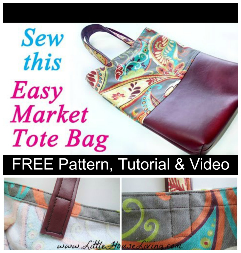 Here's a FREE Pattern, Tutorial and Video for the Easy Market Tote Bag. Are you one of those amazing people who is trying to help the environment by using a reusable shopping bag instead of a plastic bag from the store?  It’s definitely the right thing to do! However, do you find that the store bought reusable bags aren’t so great and tend to wear or rip too soon, especially at the bottom where they get poked by boxes and sharp edges? If so, then here is a reusable eco-conscious shopping tote bag you can sew yourself and know that it’s going to be long-lasting and hard-wearing.  Oh, and it looks really good too.