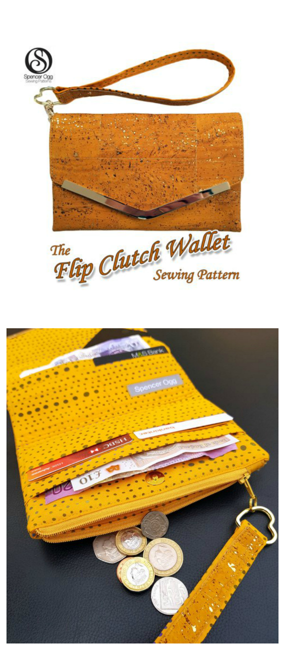 Here's a pattern for you to create a beautiful spacious ladies wallet and phone case, The Flip Clutch Wallet. 
