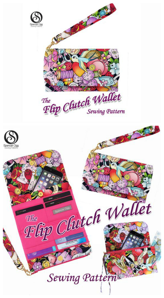 Here's a pattern for you to create a beautiful spacious ladies wallet and phone case, The Flip Clutch Wallet. 