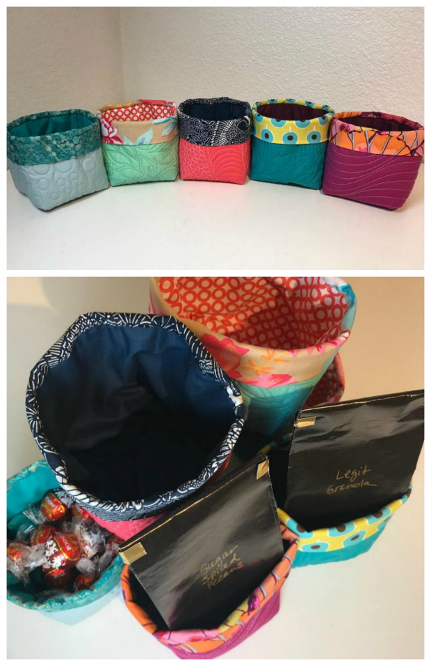 Here is a FREE pattern for Little Quilted Buckets, as well as a FREE video tutorial. The Little Quilted Buckets are an easy way to wrap a gift or give as a useful handmade container. You can store all kinds of items in each of the buckets. If you start with a quilted fat quarter you'll have enough to make three identical buckets!