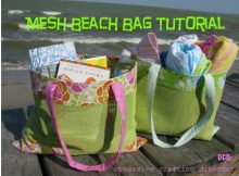 This Mesh Beach Tote Bag is such a simple and practical idea and as a bonus the pattern and tutorial are FREE.  This cool mesh material of soft plastic comes in a variety of bright colors. If you don't want to use mesh, then this bag would look equally cute substituting a canvas material.
