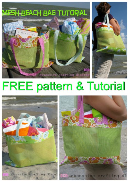 Mesh Beach Tote Bag FREE sewing pattern & tutorial - Sew Modern Bags