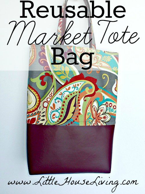 Here's a FREE Pattern, Tutorial and Video for the Easy Market Tote Bag. Are you one of those amazing people who is trying to help the environment by using a reusable shopping bag instead of a plastic bag from the store?  It’s definitely the right thing to do! However, do you find that the store bought reusable bags aren’t so great and tend to wear or rip too soon, especially at the bottom where they get poked by boxes and sharp edges? If so, then here is a reusable eco-conscious shopping tote bag you can sew yourself and know that it’s going to be long-lasting and hard-wearing.  Oh, and it looks really good too.