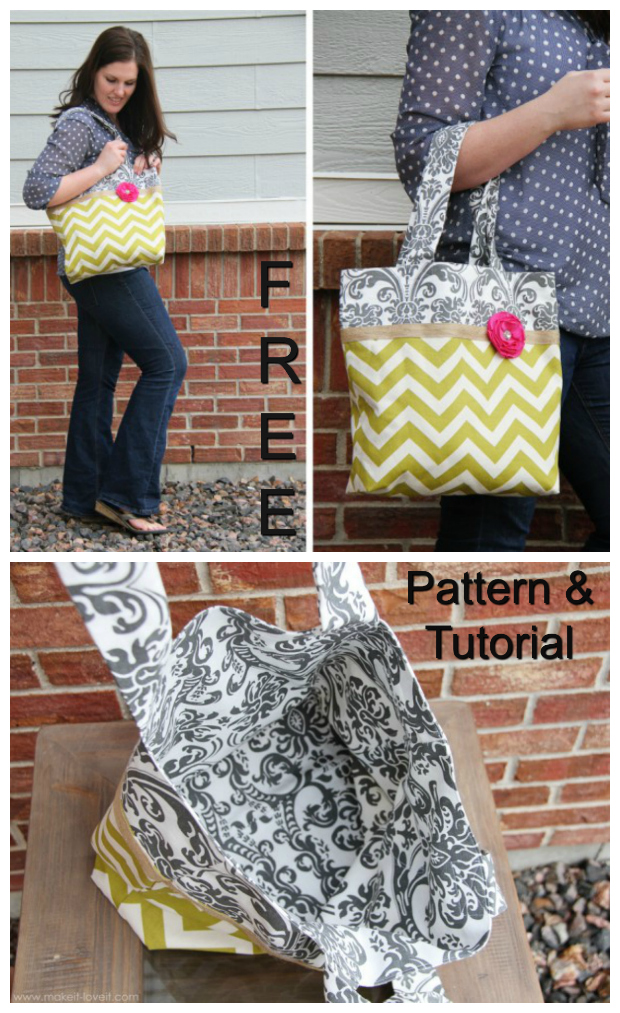 Two Tone Tote - FREE sewing pattern & tutorial