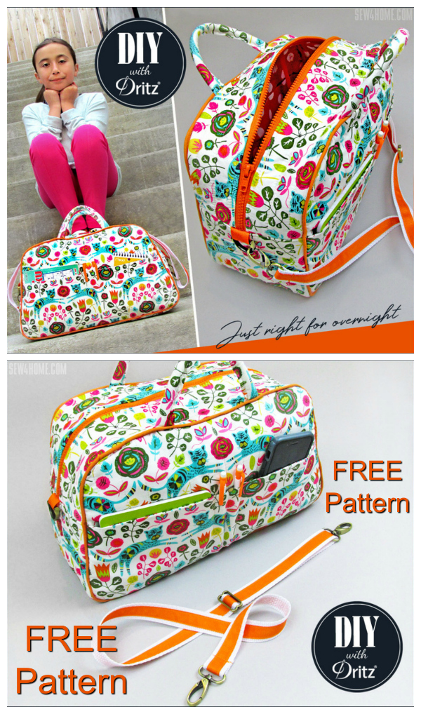 Compact Quilted Duffle Bag FREE pattern & tutorial Sew Modern Bags