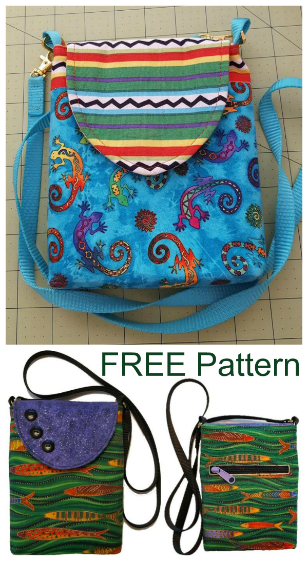 It's FREE pattern time again from Sew Modern Bags. This cute little sturdy bag measures just 5½" wide by 7½" high approximately, and is just perfect for your phone, a credit card, your driver’s license and some cash. Instead of carrying a great big bag you’ll love this lightweight alternative. It’s perfect for a quick trip to the store or a jog around the park. The pattern is fat quarter friendly and scrap happy, and although it's marked as an intermediate skill level pattern, the On-The-Go Crossbody bag is also perfect for the confident beginner.