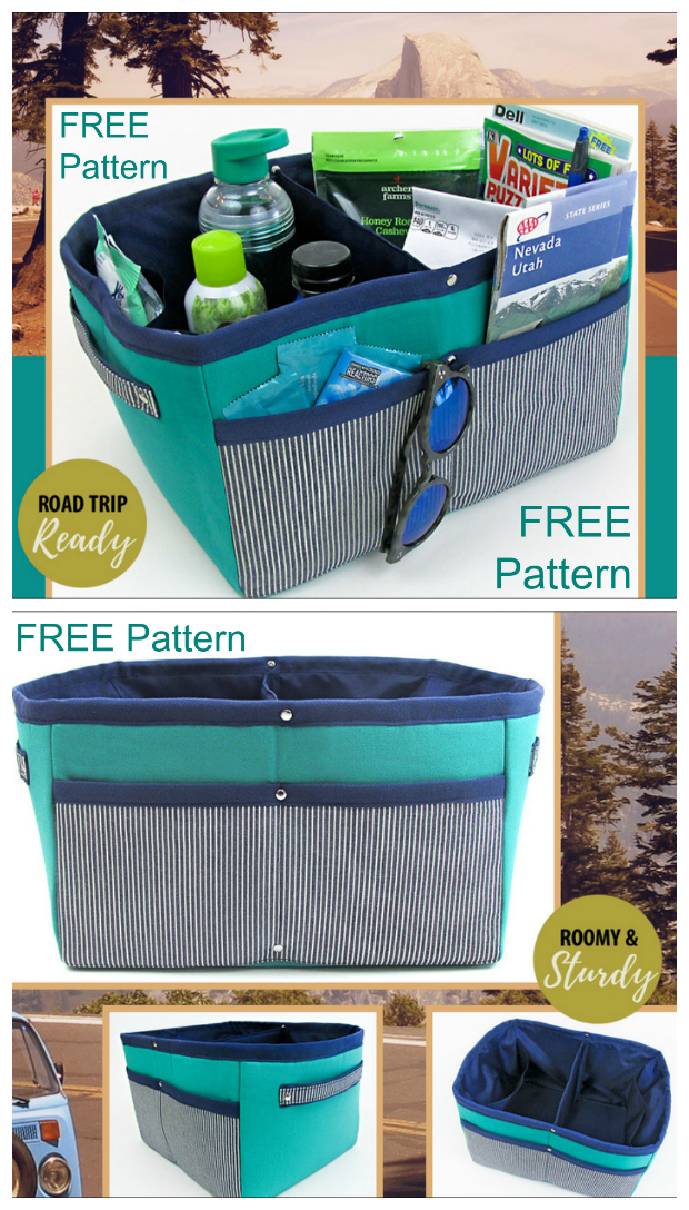 Today we have brought you an amazing Fabric Basket, with the added bonus that the pattern is FREE. This Divided and Structured Fabric Basket has both inner and outer pockets, double carry handles, a removable center divider and it makes a great caddy for the car or customize it for any room in the house. 