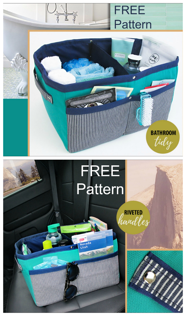 Today we have brought you an amazing Fabric Basket, with the added bonus that the pattern is FREE. This Divided and Structured Fabric Basket has both inner and outer pockets, double carry handles, a removable center divider and it makes a great caddy for the car or customize it for any room in the house. 