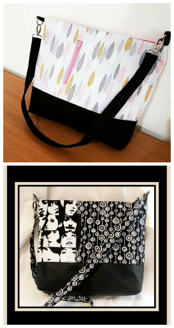 The Lianna Bag is a great advanced beginner / intermediate sewing pattern that has two exterior zipper pockets, a snap closure and a detachable strap.  You can make the Lianna Bag in one colour or have beautiful panels and this bag is a great bag to use up your medium scraps.