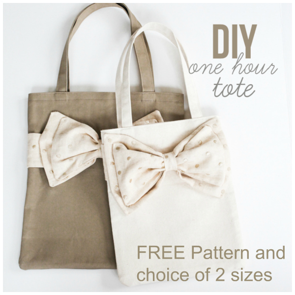 One Hour Bow Tote Bag FREE sewing pattern