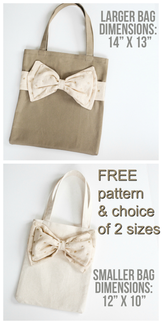 One Hour Bow Tote Bag FREE sewing pattern