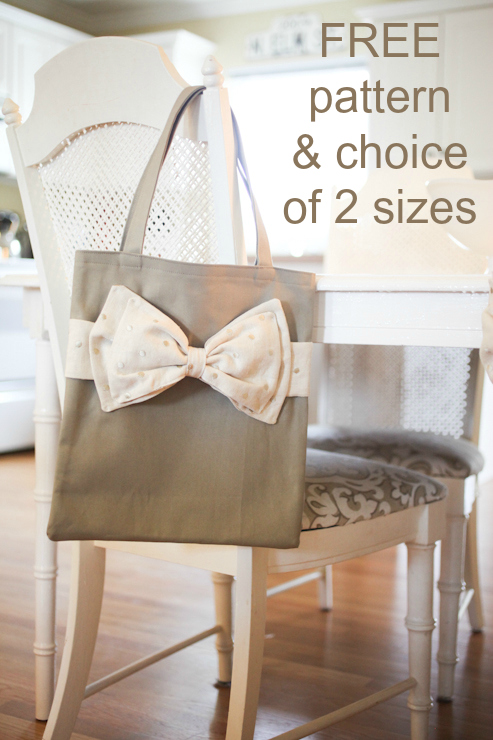 One Hour Bow Tote Bag FREE sewing pattern