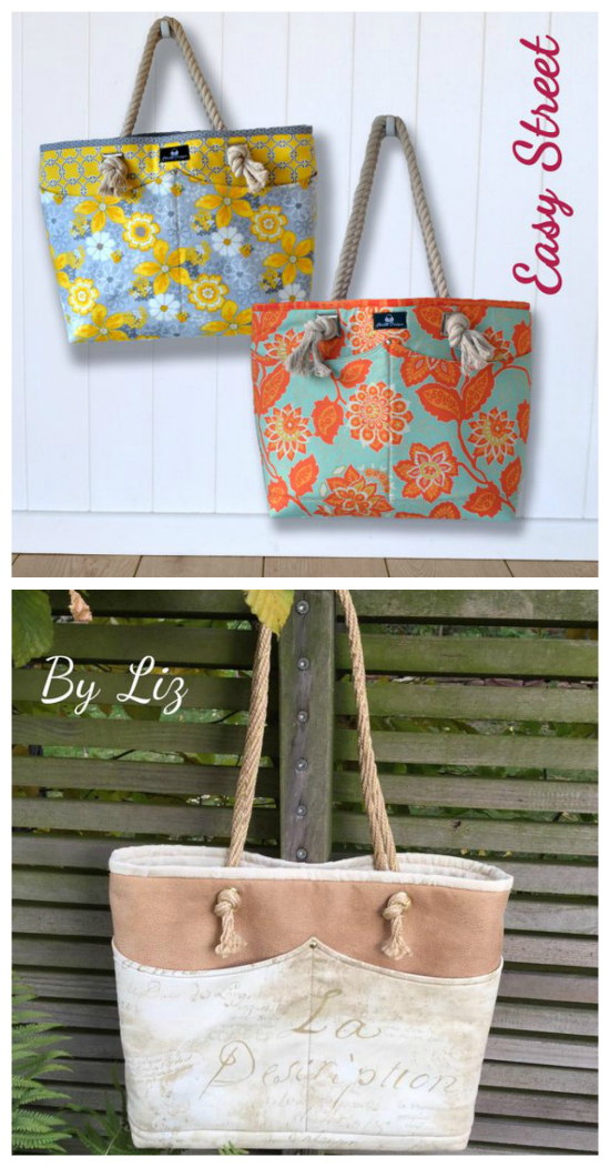 Abby’s Alley Tote Bag is a super quick and easy project you can make in just a couple of hours. You will be whipping them up by the dozens for yourself and as gifts or to sell. This stylish bag has four outside pockets together with four interior pockets to keep you organised. Abby is perfect for the beach with some rope handles or dress her up with a pair of stylish leather handles to go out on the town.