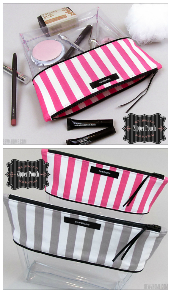 This Box Bottom Clear Zipper Pouch is one of the most popular projects with the added bonus that the pattern and tutorial are FREE. This cool design combines pretty cotton at the top with a handy see-through bottom in flexible, sewable vinyl. It’s always nice to be able to quickly spot what you’re looking for when digging through a larger bag or tote.