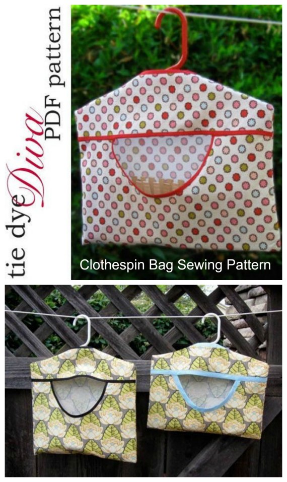 This sewing pattern tutorial teaches you how to sew a clothespin bag that keeps your clothes pins at hand as you hang your special clothes out to dry. It hangs right on your clothesline with a standard child's tubular hanger. You will be able to make the bag in one of two sizes - a 50-pin carrier and a 100-pin carrier, and of course whichever one you make they are both quick and easy to make.