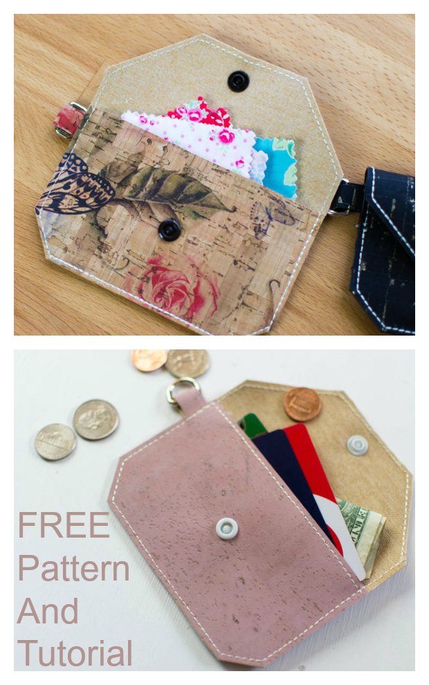 DIY Cork Fabric Card Wallet FREE sewing tutorial & pattern Sew